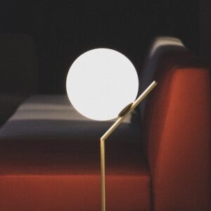 turned-on table lamp
