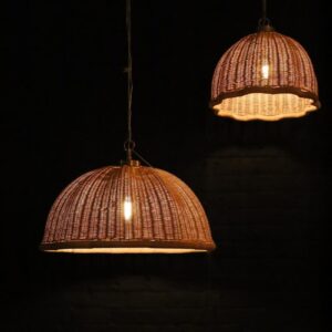 a couple of lamps from a ceiling